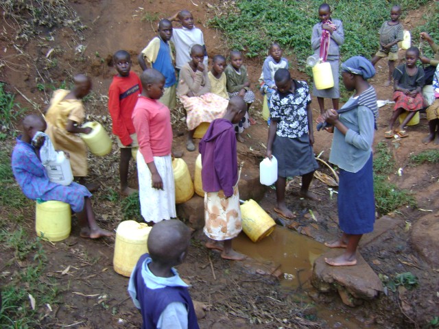 Children at well in Kenya